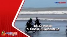 Balap Motor di Pantai Ujunggenteng Sukabumi, Satu Peserta Terpental dan Tertabrak