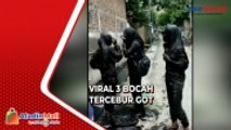 Viral, Tiga Bocah di Grobogan Tercebur Got saat Berboncengan Motor