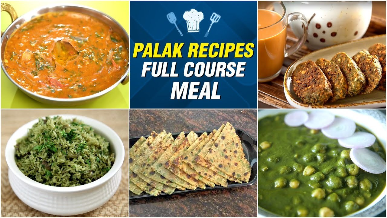 5 Tasty & Easy Palak Recipes in Marathi Full Course Meal चविष्ट आणि