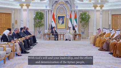 Скачать видео: Syrian President Bashar Al Assad meets with The UAE President, HH Sheikh Mohamed bin Zayed Al Nahyan in Abu Dhabi