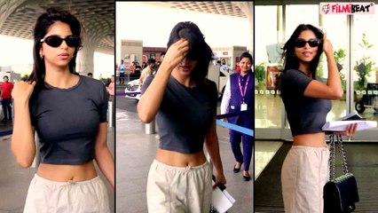 Suhana Khan तेज हवा में उड़ते बालों से हुई बेहद परेशान, Airport पर किया ये..! Video Viral | FilmiBeat