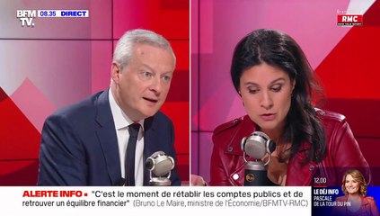 Bruno Le Maire s'emporte chez Apolline de Malherbe le lundi 20 mars 2023 sur BFMTV