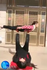 A compilation of amazing skills & talent that a young girl mom can do with her daughter on the foot