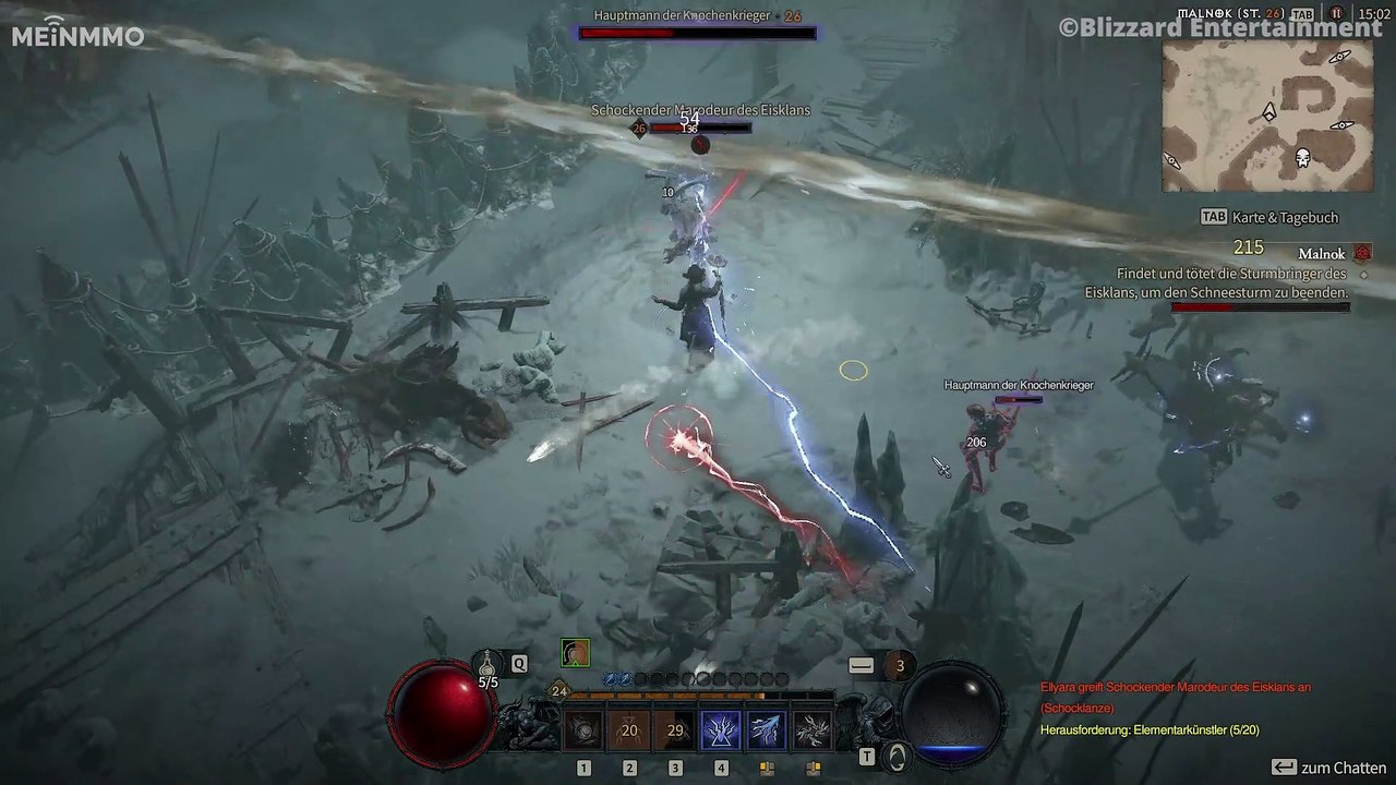 Diablo 4: Zauberin mit Schock Build gegen Malnok Stützpunkt