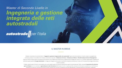 Autostrade, un master in Ingegneria e Gestione integrata delle reti