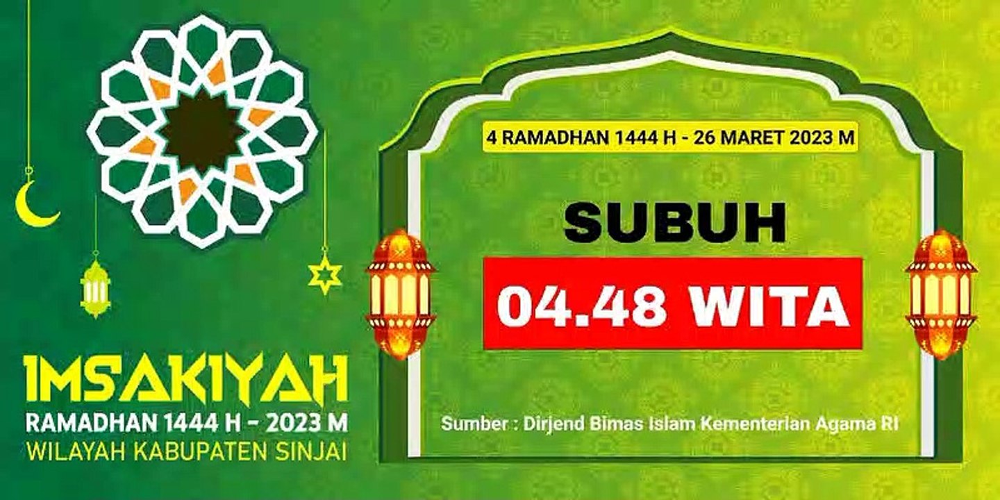 Imsakiyah Ramadhan 1444 H - 2023 H Wilayah Kabupaten Sinjai Hari Ke - 4