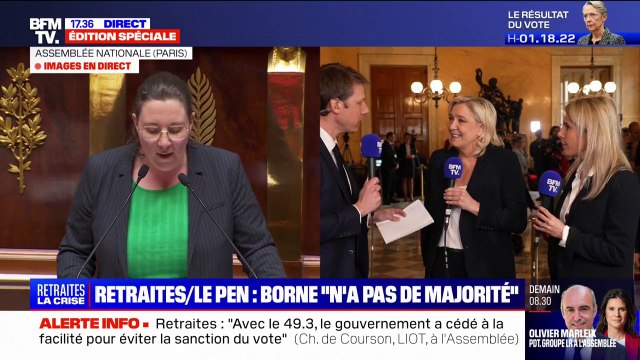 Marine Le Pen (RN) sur la réforme des retraites: Le gouvernement joue avec des allumettes dans une station-service
