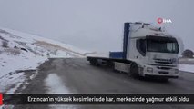Erzincan'ın yüksek kesimlerinde kar, merkezinde yağmur etkili oldu