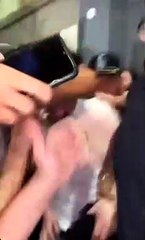 Lionel Messi mobbed by fans