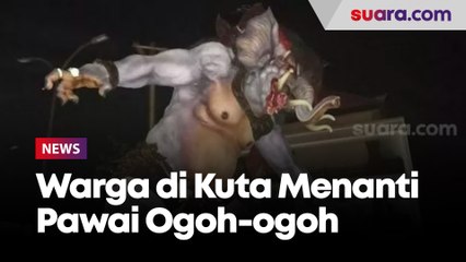 Warga Dan Wisatawan di Kuta Berkerumun Menanti Pawai Ogoh-ogoh