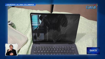 Laptop ng pasahero na idinaan sa x-ray scanner ng MRT, nagkabasag-basag ang screen at nabali pa | Saksi