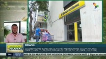 Brasileños protestan por alta tasa de interés del Banco Central