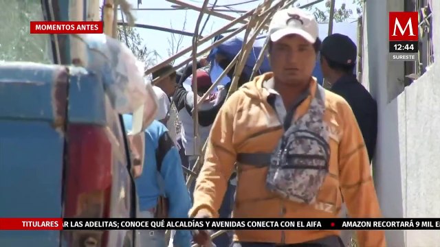 Recogen escombros tras explosión de polvorín en Totolapan, Morelos