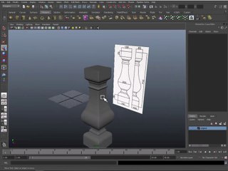 turn 2d cube balusters to 3d model maya