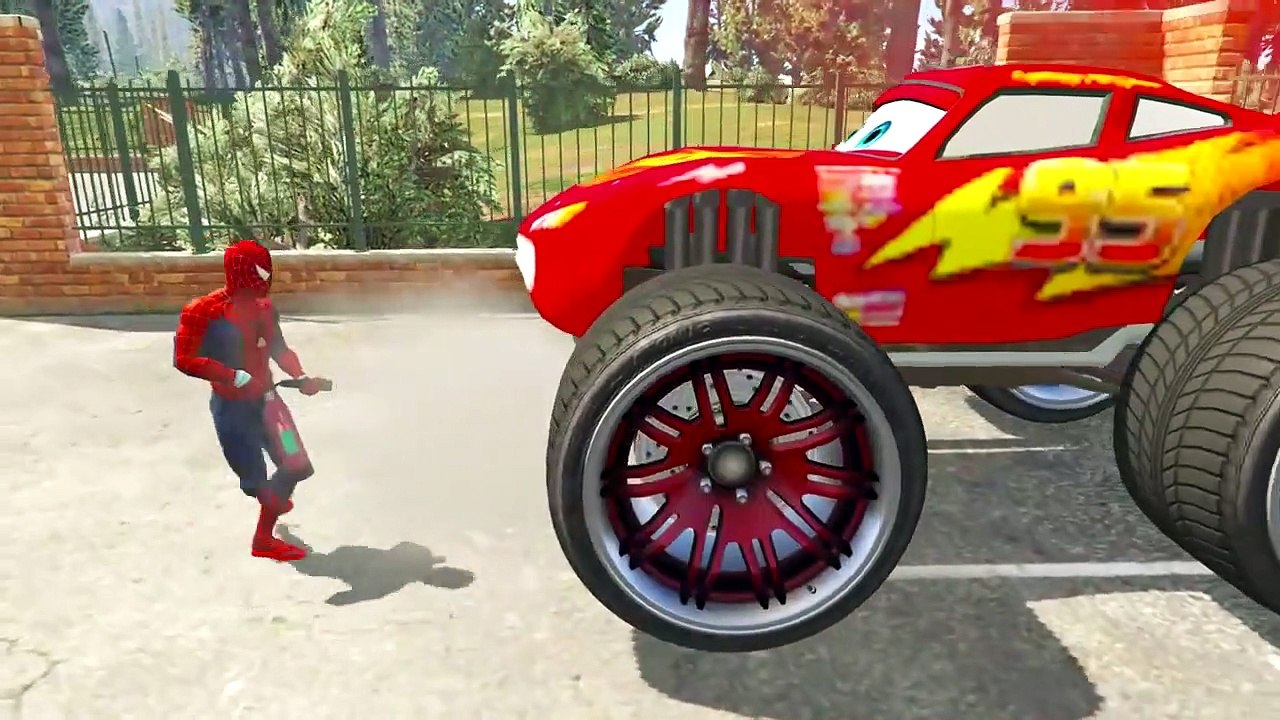 Lightning McQueen Cars on Fire! Spiderman Car Cartoon for Kids with