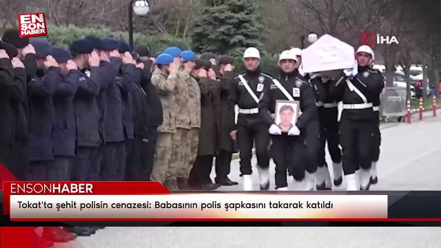 Tokat'ta şehit polisin cenazesi: Babasının polis şapkasını takarak katıldı