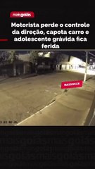Motorista perde o controle do carro, capota várias vezes e adolescente  grávida  fica  ferida