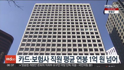 카드·보험사 직원 평균 연봉 1억원 넘어