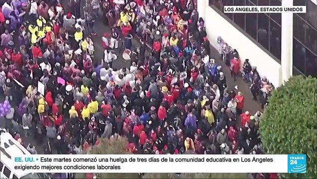 Trabajadores del distrito educativo de Los Ángeles comenzaron paro de tres días