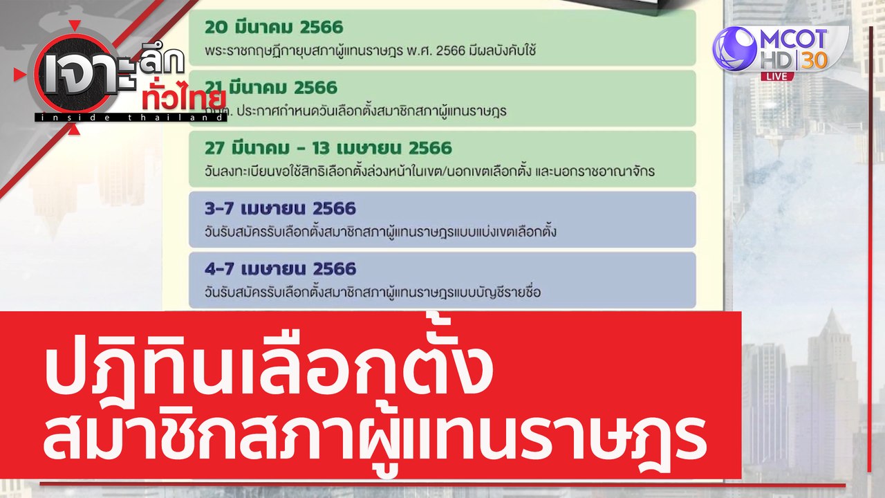 ปฎิทินเลือกตั้ง..สมาชิกสภาผู้แทนราษฎร | เจาะลึก...