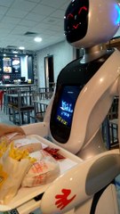 A Robot Waitress Delivers The Food