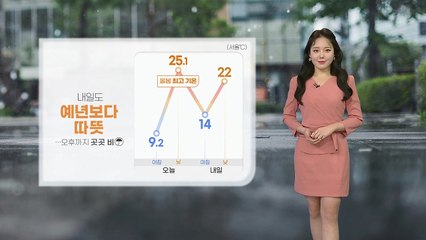[날씨] 내일도 예년보다 따뜻...오후까지 곳곳 비 / YTN