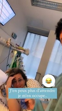 Entre douleurs et impatience, Franck Fanich a tenté de détendre l'atmosphère avec un peu d'humour...Franck et émilie Fanich sont à la clinique.