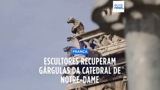 Escultores de Notre-Dame reconstroem as gárgulas danificadas pelo incêndio de 2019