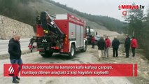 Bolu’da korkunç kaza! Otomobil, kamyona ok gibi saplandı