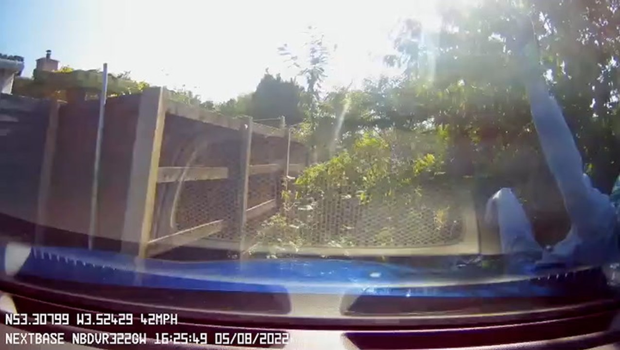 Road rage driver’s dashcam films him knocking motorcyclist off bike after 50mph chase