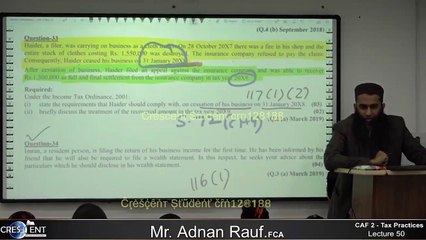 CAF-2 || Lecture 50 || Tax | sir Adnan Rauf | 2023