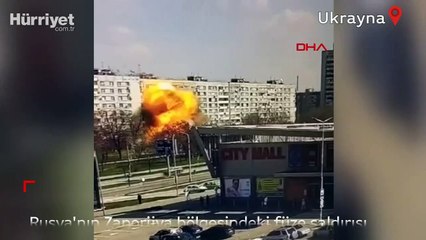 Rusya'nın Zaporijya bölgesindeki füze saldırısı kameraya yansıdı