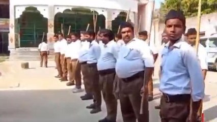 भागलपुर: आरएसएस के कार्यकर्ताओं ने हिंदू नव वर्ष के मौके पर किया पथ संचलन