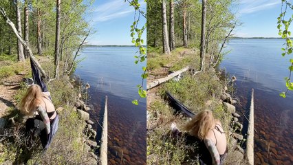 Snappy hammock fail makes woman realize that dead trees can't be trusted