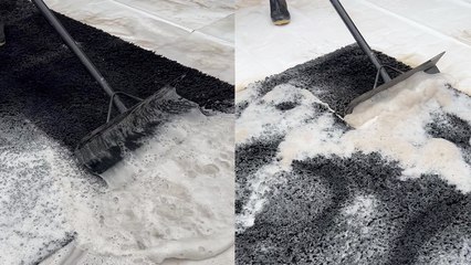 Feast your eyes with the SATISFYING scraping of a black rug with a wiper