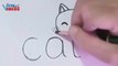 كيفية رسم القط -  كيف تحول كلمة Cat لرسم قطه - تعليم الرسم للأطفال