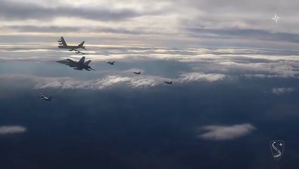 US bombers joined by Nato allies in show of strength in skies over Europe
