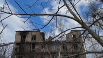 Edifici distrutti dopo un attacco di droni russi in regione Kiev