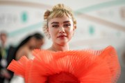 Florence Pugh Paired a Cropped Leather Moto Jacket With a Cut-Out Maxi Dress