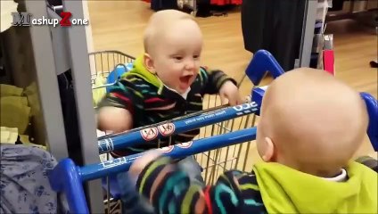 Baby Sees Mirror For The First Time - A Funny Babies Compilation 2016