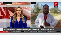 En Chiapas, fueron asegurados 29 migrantes y detuvieron a tres personas