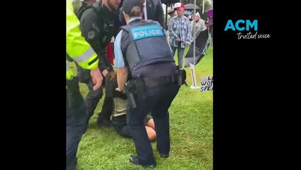 Lidia Thorpe stopped by police at anti-trans rally