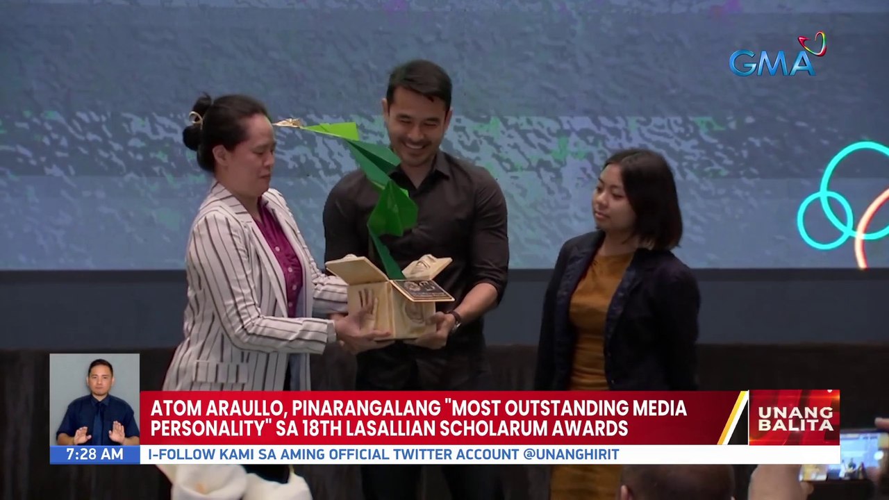 Atom Araullo, pinarangalang "Most Outstanding Media Personality" sa 18th Lasallian Scholarum Awards | UB