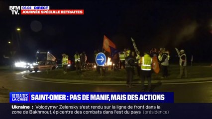 "Où est la démocratie?": à Saint-Omer, les manifestants bloquent un rond-point