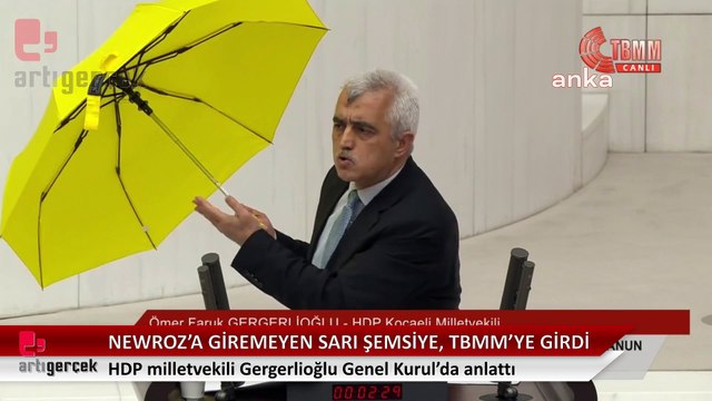 Gergerlioğlu, “Miting meydanına giremeyen sarı şemsiye Genel Kurula girebildi dedi.