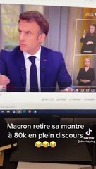 Macron retire discrètement sa montre à 80.000€ durant son interview