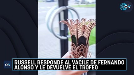 Russell responde al vacile de Fernando Alonso y le devuelve el trofeo
