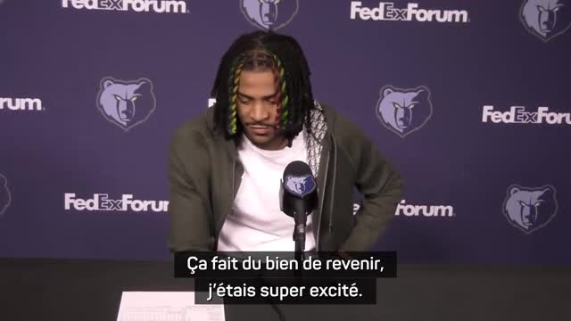 Grizzlies - Morant : Ça fait du bien de revenir