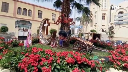 كنيسة الأمير تادرس بالمنيا تزين ميدانها إحتفالاً بقدوم شهر رمضان