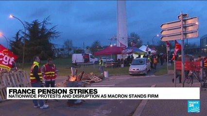 Download Video: French unions dig in after Macron defends pension reform